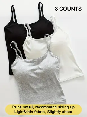 Women's Basic Solid Ribbed Cami Spaghetti Strap Tank Top, Fitted Casual Sleeveless Crop Top for Daily Wear, Ladies Underwear for Summer, Camisole Top, Camisole Tank Tops