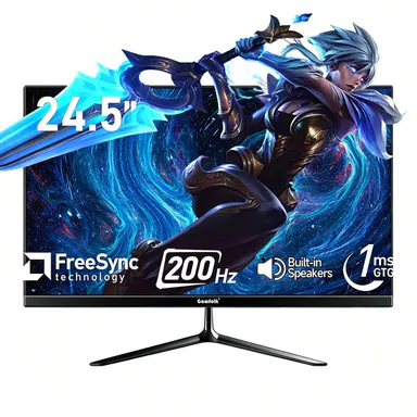 24.5 Inch PC 200/300Hz Gaming Monitor, FHD 1080p Screen, 1ms Without Bezel, freesync, 99% sRGB, 178 ° Angle View, HDMI、DisplayPort, Compatible with Wall mounting 75 * 75MM - Black,back to school,back to school haul