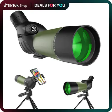 Yoelerey Updated 25-75x60 80mm Spotting Scope for Adults - Bak4 Prism, Rubber Armor Grips, Durable Framework, Tripod, Tripod Mount, Carrying Bag, Quick Phone Holder, Cleaning Cloth - HD Green Outdoor Sports Camping Accessory for Digiscoping, Bird Watching