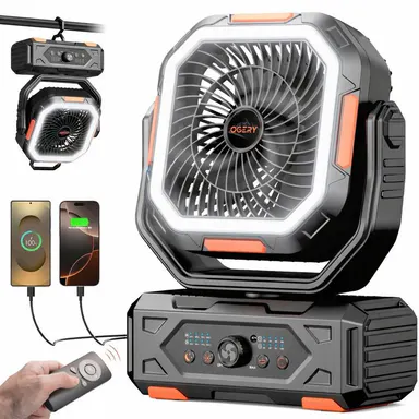 OGERY 2026 Upgraded Camping Fan, 30000mAh Rechargeable Fan with LED Lights & 270° Pivot, Remote Control Shaking Head Desk Fan for Tent Travel Home Multifunction Outdoor Activities,back to school,back to school haul