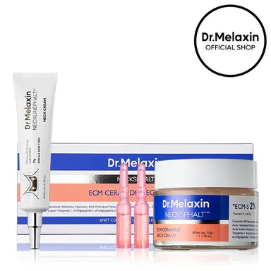 [Dr.Melaxin Official] Tech Neck Firming Set, 3-Piece | Necksphalt ECM Neck Cream + ECM Neck Ampoule + Necklinephalt Neck Cream | Neck Cream for Firming & Tightening, Smooth-Looking Neck Lines | Korean Skincare
