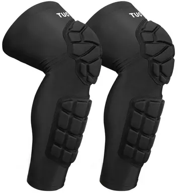 TUOY 1 Pair Ergonomic Flexible Sports Knee Pads Wrap - EVA Foam Padded, Anti-Slip Breathable Protective Equipment for Athletes, Adults, Cycling, Workout, Knee Leg Protector