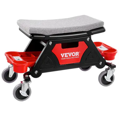 【Backtoschool】VEVOR Mechanics Stool, 300 LBS Capacity Rolling Mechanic Seat with 4" Wheels, with Three Slide Out Tool Trays and Drawer, Heavy Duty Roller Creeper Seat for Home Garage DIY Automotive