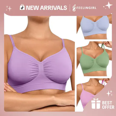FeelinGirl Women's Wireless Bra Comfort Bralettes No Underwire Unlined Cami Bra Seamless Tshirt Bras Sports Bra Bralette Breatheable Daily Wear Soft Comfortable Womenswear Everyday  newarrivals SohoChic