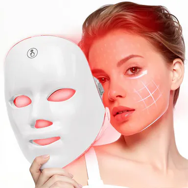 SHMHE Red Light Therapy Mask - 7 Color LED Facial Mask, Photon Skin Rejuvenation, Cordless Rechargeable Beauty Products, Self Care Products, Ideal Adulting Gifts & Mom Birthday Gifts for Daily Skincare,back to school,back to school haul
