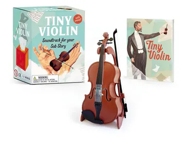 RP Minis 3.8 in (3 4/5\") Replica Violin Set - Includes Tiny Violin Soundtrack, Illustrated Activity Book, Bow, Chinrest - Humorous Gag Gift, Perfect Gift, Stocking Stuffer for Mothers on Fun Occasions