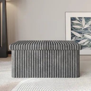 Favorer Florence 30\" Tufted Upholstered Folding Storage Ottoman Bench - Indoor Furniture Footstool, Room Decor, Living Room Decor, Household Items, Apartment Stuff, Organizer Storage Solution, House Decor