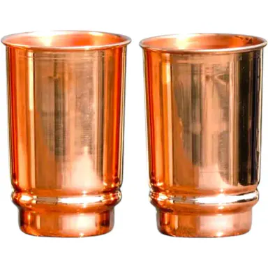 Pure Copper Cups for Drinking Water - Tumbler Set of 2 (13.53 Oz , 400ml Approx) - Copper Cup Set for Ayurveda Health Benefits - Drinkware, Cup Aesthetic Traditional
