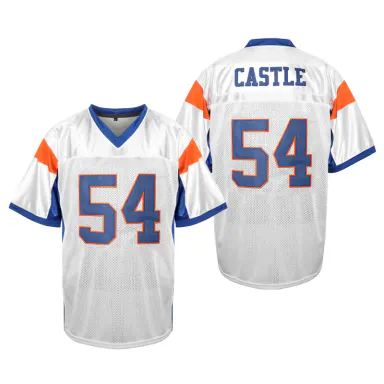 Blue Mountain State Football Jersey Style Top, #54 Thad Castle & Alex Moran Athletic Short Sleeve Shirt, Sweat-Wicking 95% Polyester for Teams, Blue Jersey Football, Sports Clothing, Breathable Jersey