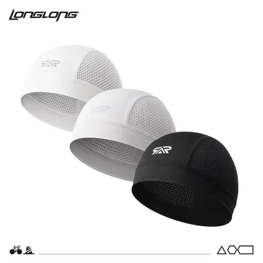 LongLong 2 Pack Breathable Skull Cap Men Cycling Lightweight Sweat Wicking Hat Head Wrap Under Helmet Liner for Motorcycle Running Bandana