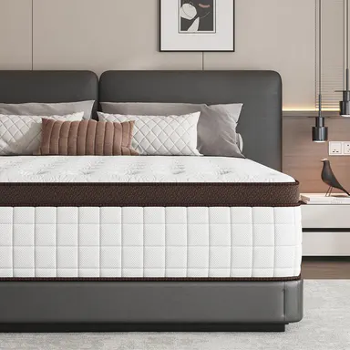 Hybrid Memory Foam Mattress - Premium Multi-Layer Memory Foam, Cotton, Springs, 8/10/12/14in Medium Firmness, Lumbar Support, Ergonomic Design, Dorm Essential, for Home/Hotels, Boxed Gift (Twin, Full, Queen Size Mattress, King)