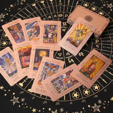 SDIK&SSIK Rose Gold Durable Tarot Card Decks for Beginners - Waterproof, Wrinkle-Resistant Foil Set with Guide Book, Affirmations Cards Covering Chakras, Planets, Zodiac Signs, Elements, Durable Tarot Cards