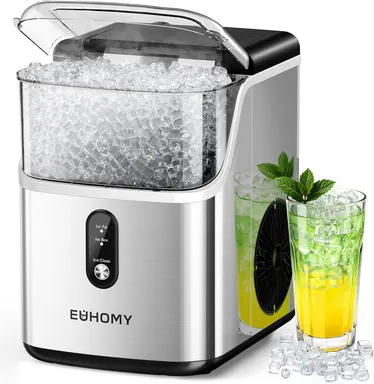 Euhomy Best-Selling  Nugget Ice Makers Countertop 35lbs/24H&33lbs/24H Pebble Ice Maker with Self-Cleaning Sonic Function, Compact Design & One-Year Warranty Service