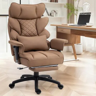 Dowinx Ergonomic Office Chair - Big & Tall Executive Desk Chair with Pocket Spring Lumbar Support, High-Back Adjustable Gaming Chair, Removable Footrest & 3D Armrests