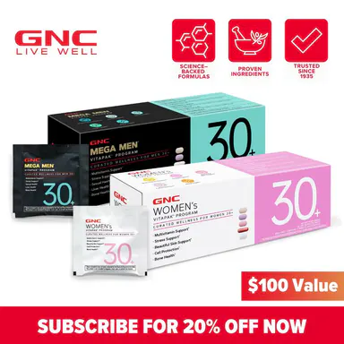 2 Boxes of GNC 30+ Vitapak, Curated Supplements for Women/Men 30+, 5-IN-1, Multivitaimin, Stress&Bone Support, Skin&Cell Protection, Liver Health, Overall Wellness, 30 Count, Healthcare, Dietary Supplement, Vitamin