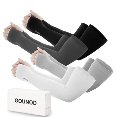 GOUNOD Compression Arm Warmers for Men & Women, UPF 50+ Cooling Sun Protection, Quick-Dry Stretchy Grip Fabric, Elastic Fit, Thumb & Watch Holes, Easy to Care, Body Protection Sports Sleeves & Support, Gym & Outdoor Work Use, Dust & Insect Guard