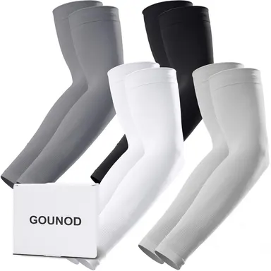 GOUNOD UPF 50+ UV Sun Protection Full Sleeve Arm Compression Sports Sleeves & Support for Men - Cooling Football Gear, Heat and Sun Protection, Athleisure Use (FallFreshness Breast Cancer Awareness Month), Heat And Sun Protection Sports Sleeves & Support