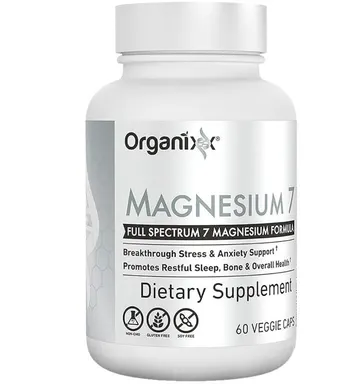Organixx Magnesium 7, High Absorption Magnesium Capsules, 60 Count, Daily Natural Magnesium & Sleep Supplement with 7 Chelated Forms, with Vitamin B6 & Manganese Citrate, Vegan, Non-GMO, Made in USA Healthcare Fitness Dietary Green Vitamin Supplement