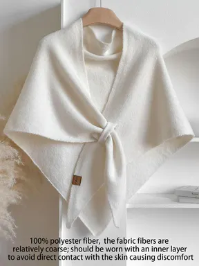 Women's Solid Color Scarf, Casual Soft Comfortable Knit Shawl for Daily Wear, Fashion Accessories for Women & Girls