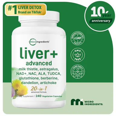Micro Ingredients Liver Advanced+, 240 Veggie Capsules, 20-in-1 Advanced Support Complex
