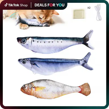 Petgravity 3-Pack Floppy Fish Cat Toys - 7.1in Mini Sardine/Saury/Yellow Croaker Shapes, Tap-Activated 3 Flapping Modes, Motion Sensor, USB Rechargeable, Interactive for Cats, Interaction,back to school