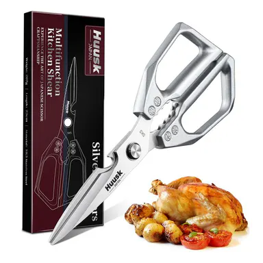 【Summer Sale】HUUSK Kitchen Scissors All Purpose -FallFreshness- Stainless Steel Kitchen Shears, Sharp Silver Meat Scissors, Dishwasher Safe,  Poultry Shears, Japanese Cooking Scissors for Food, Chicken Bones, Christmas  Gift!, Pork