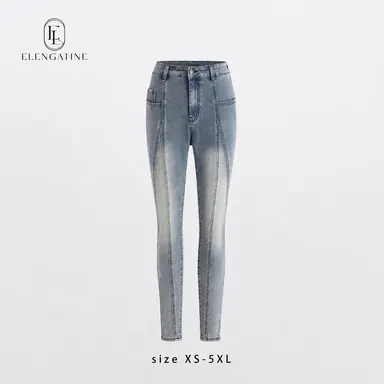Women's Denim Skinny Jeans - Mid-Rise, Stretch Cotton, Medium Wash, Vintage, Contrast Stitch, Ankle-Length, All-Season, Women's Clothing, Slim Fit, Form-Fitting, Ankle, Streetwear & Daily Wear Bottoms,clothes for back to school,first day of school outfits