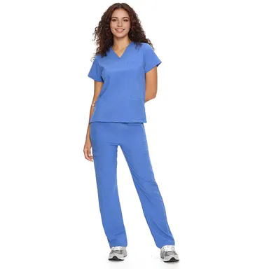 COZYSCRUBS Women's  DawnDusk Medical Workwear Set - V-Neck Shirt, Straight Leg Pants, 9 Pockets, Easy Care, Cozyfit Women's Clothes Uniforms Basic