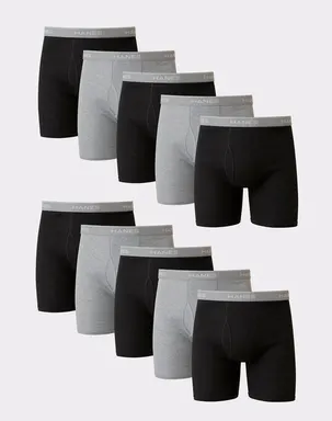 Hanes Men's Cotton Boxer Brief Underwear Super Value Pack 10-pack Multi Comfortable Fit Soft Stretch Fabric Breathable 2349k0