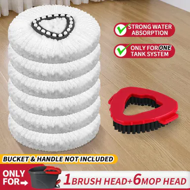 For O-cedar Microfiber Spin Mop Heads Refills & Scrub Brush without handle&bucket,for O-Cedar Easywring Spin Mop 1 Tank System Scrub Replacement Deep Cleaning Pack, Microfiber Mop Heads for   concrete floor  ,dorm essentials,home essentials