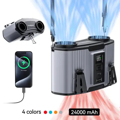 Doublepow fan,portable 24000mAh Waist-mounted Fan,Power Bank,10-speed cooling fan rechargeable camping fan suitable for high temperature work outdoor hiking,car accessories tiktokshopbacktoschool,back to school,back to school haul