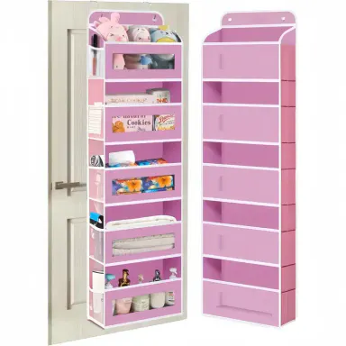 Upgraded Gray Over-the-Door Hanging Storage Organizer - 5-Layer Home Organizer with 5 Large Pockets, Stable Anti-Tilt Design, Open Display Shelf, Easy Access, 20kg Enhanced Capacity for Bedroom, Wardrobe Dorm Room Storage, 5 Large-Capacity Pockets