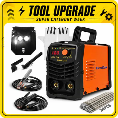 【TOOL UPGRADE】FirmOak 110V 160A Mini Stick Welder Kit, Portable IGBT ARC Welder with Digital Display, Hot Start, Arc Force, Anti-Stick & Auto Power-Off for Home DIY and Repair,toolupgrade