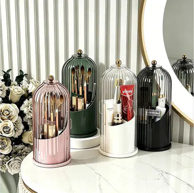 Dustproof Toothbrush Holders with Cover Rotating Electric Toothbrush and Toothpaste Holder Bathroom organizer Vanity Counter top 3 Slots Makeup Brush holder Gift Ideas Thanksgiving  Christmas birthday gift Back to school