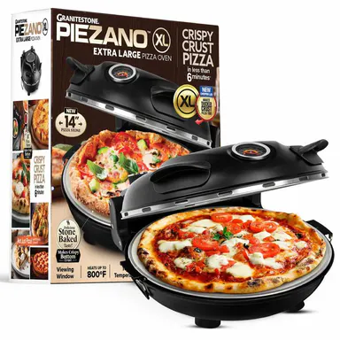 [XL] Piezano Extra Large 14\" Pizza Oven - Granitestone - 800° Countertop Brick Style Pizza Oven - XL - Homemade or Frozen Pizza Pizza Maker Kitchen Appliances