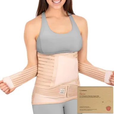 KeaBabies 3 in 1 Postpartum Belly Binder Support Recovery Wrap - Adjustable Compression, Breathable Mesh Fabric, Elastic Maternity Band, Postpartum Supplies, Pregnancy Belly Belt for After Birth & Post Surgery Support