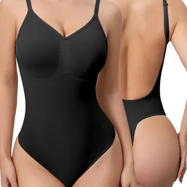Mobeso Backless Shapewear Bodysuit for Backless Dress – Seamless Thong Tummy Control Body Shaper for Date Night, Party & Holiday Outfit