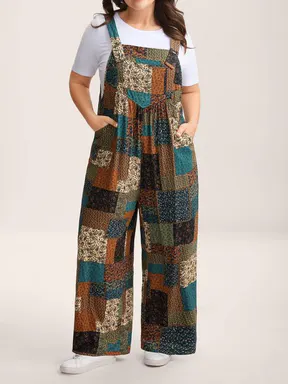BloomChic Plus Size Strapless Paisley Jumpsuit [M-6X] - Women's Stylish Boho Rayon Overalls with Pockets, Sleeveless Fitted Summer Vacation Outfit, Clothes for Women, SohoChic