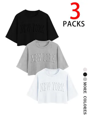 Women's Letter Print Round Neck Tee, Casual Baggy Short Sleeve Crew Neck T-shirt for Summer, Fashion Women's Top for Daily Wear, Streetwear