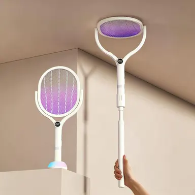 Electric Mosquito Swatter, Extendable Fly Killer Racket with Auto/Manual Mode, 1200mAh Rechargeable Mosquito Bug Zapper for Bedroom, Kitchen,  Portable Zapper for indoors
