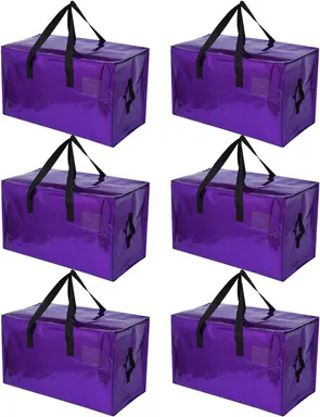 STOWM 6 Pack Moving Bags, Collapsible Zippered Storage Bags with Handles, Waterproof Foldable Organizers for Clothes, Bedding, Home, Office and Travel, Space-Saving Household