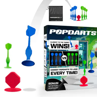 Popdarts Rookie Pack Dart Set - Unisex Suction Cup Darts Gear, 1 Size, Safe for Ages 5+, Fun for Windows/Countertops, Teenage Boy Gifts, Indoor & Outdoor Floor Game