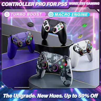 Wireless Pro Handheld Gamepad - PS5 Controller with RGB Lights, Dual Vibration, Motion Sensing, Programmable Buttons, Home Button, 1000mAh Fast-Charging Rechargeable Portable Design, Stick-Compatible PS5 Accessories