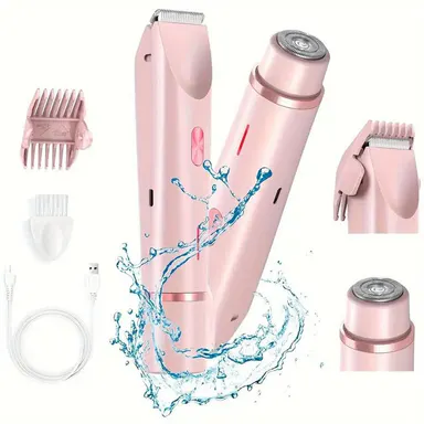 ONENIGHT Women's Multifunctional Rechargeable Battery Cordless Bikini Trimmer - 2-in-1 Electric Shaver & Hair Removal Epilator with Dual Heads for Painless Grooming, Summer Gift, Shaver For Women