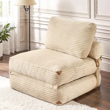 CAODOC Foldable Cloud Sofa Bed,Convertible Sleeper Chair with Pillow Foldable Mattress with Back Support, Portable Fold Out Chair Bed Comfy Floor Sofa Lounge for Living Room Bedroom