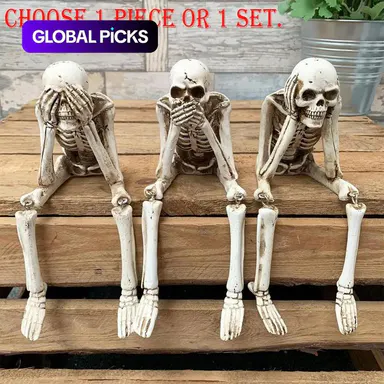 Skeleton Decoration, Creative Skull Decorative Home Ornament for Halloween, Resin Figurine, Home Decor Ornaments Decor for Living Room, Bedroom & Office, Gift for Friends #GLOBAL PICKS