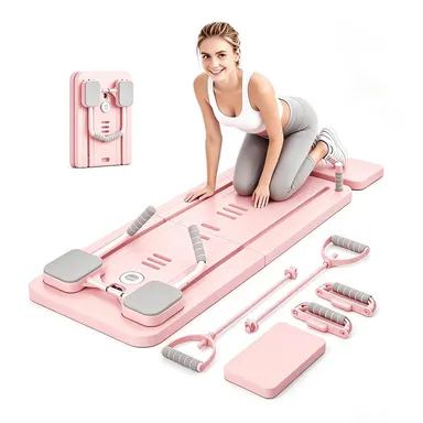 Foldable Core Ab Trainer - Abs Workout Equipment with Timer, Pilates Board, Phone Holder, Arm Gear, Push-Up Handles, Knee Mat, Resistance Belts for Adjustable Home Resistance Band High-Intensity Exercise, Stomach Workout Equipment