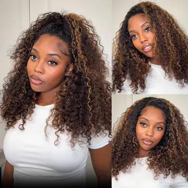 [WEAR GO HALF WIG] ISEE HAIR Wear Go 1B/30 Highlight Half Wig Water Wave 180% Natural Density Invisible Hairline Glueless Human Hair Wigs Seamless Flip Over Wig Natural Look Beginner Friendly summer hairstyles back to school #TikTokShopSummerSale