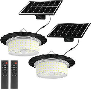Summerwins Adjustable Solar Shed Pendant Light - 244-LED 360° Glow, Portable Water Resistant Solar Light with Remote Control & Auto Shut-Off, for Chicken Coops, Outdoor Patio, Barns, Batteries Included