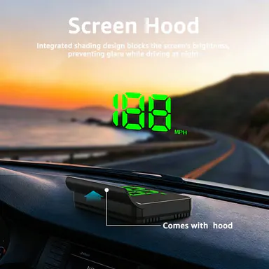 KUOWEIHUD K1 GPS HUD Speedometer for Cars – Large MPH Display, Auto Brightness, USB Plug & Play, Green/White